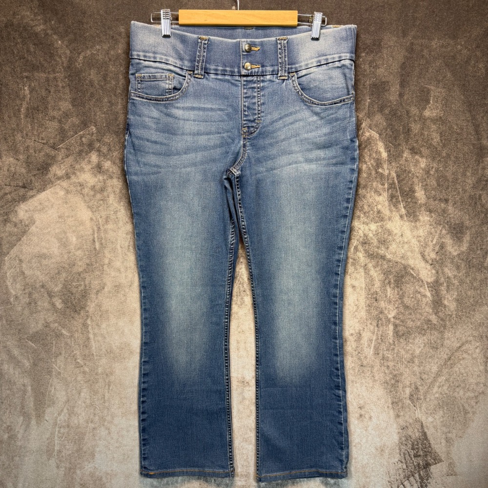 Lee Riders Jeans Womens Blue Slim Fit 12 Petite Bootcut High Rise Stretch Denim